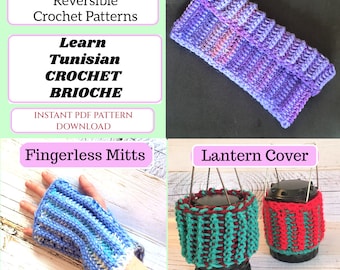 Crochet Brioche Pattern: Cowl, Mitts & Lantern Cover (PDF Pattern)