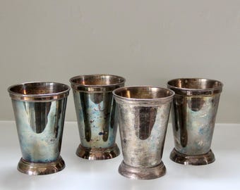 Vintage Towle Silver Mint Julep Cups Set of 4 | Vintage Patina Barware