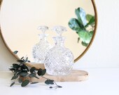 Vintage crystal hand cut liquor decanter, Crystal round bulb liquor decanter, Drinks cabinet, Bar cart decor