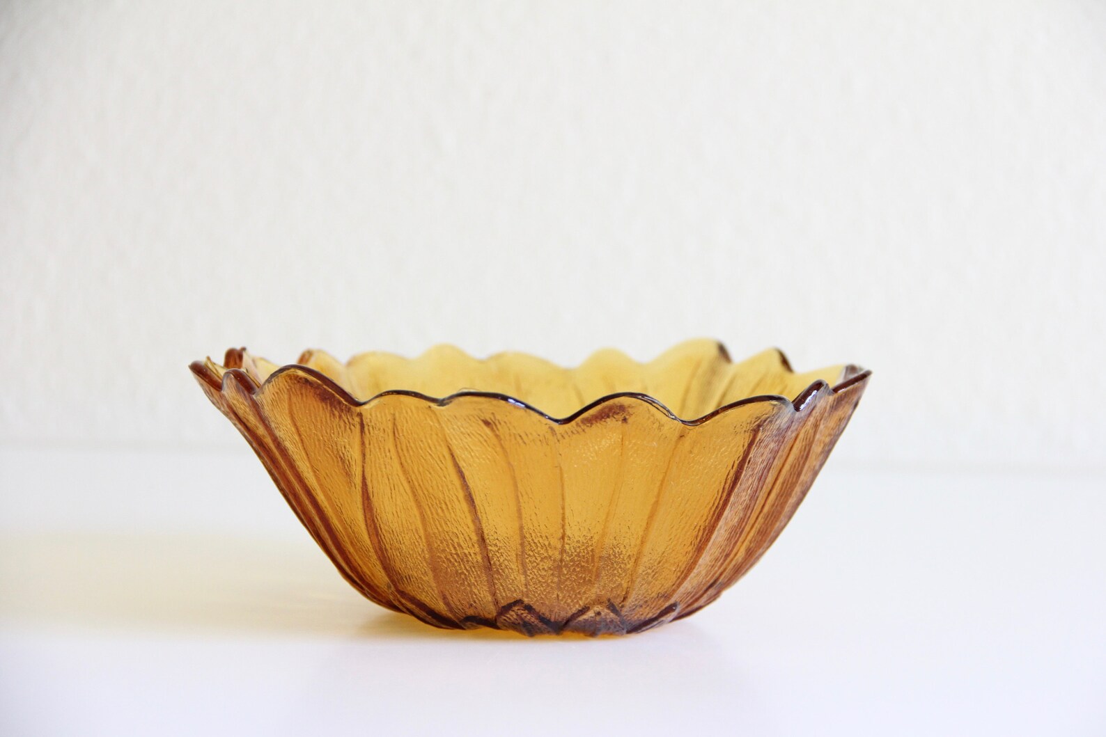 Amber Glass Flower Bowl Amber Glass Bowl Amber Glassware Etsy