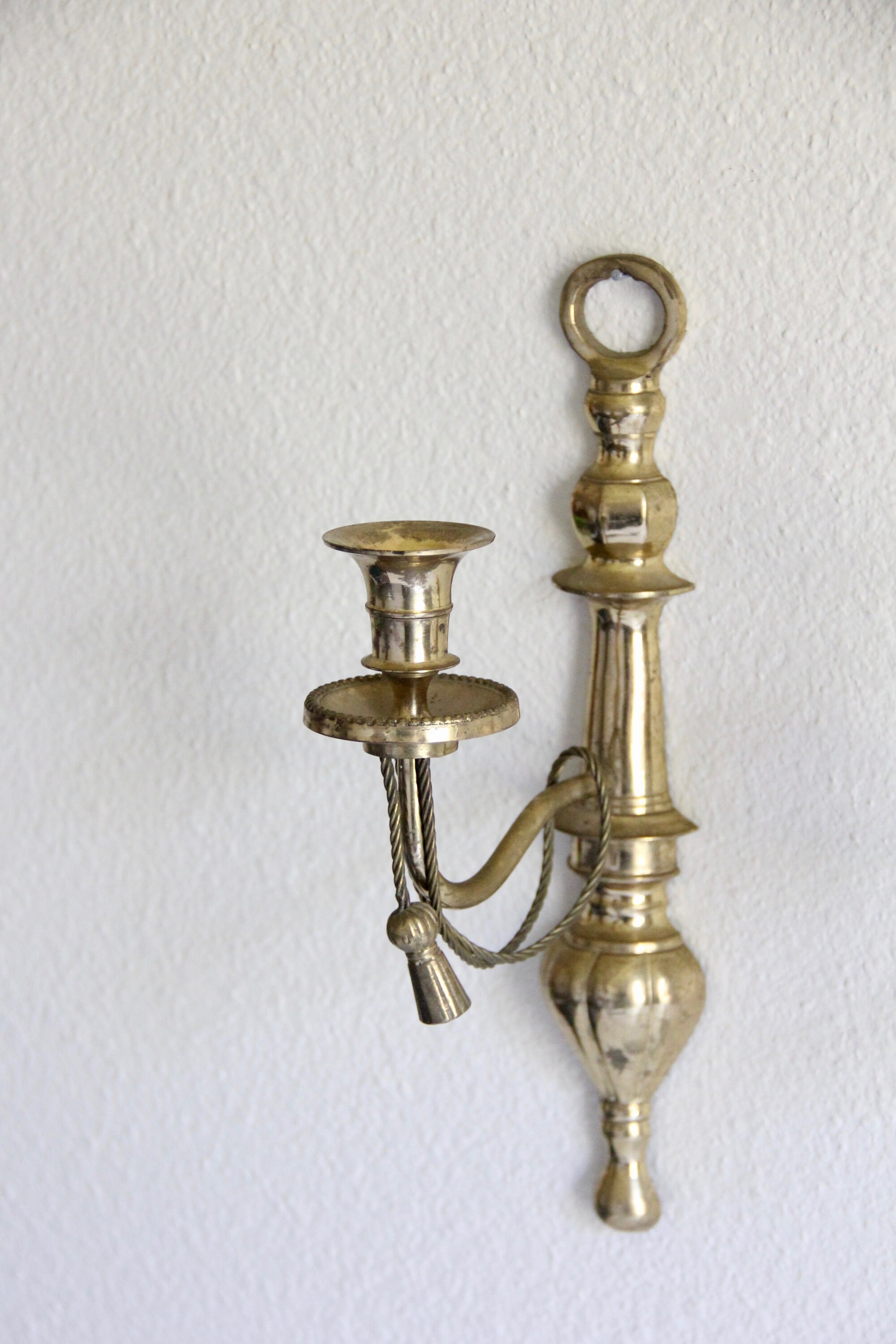 Solid Brass Tassel Candlestick Sconce Set Brass Candlestick Etsy