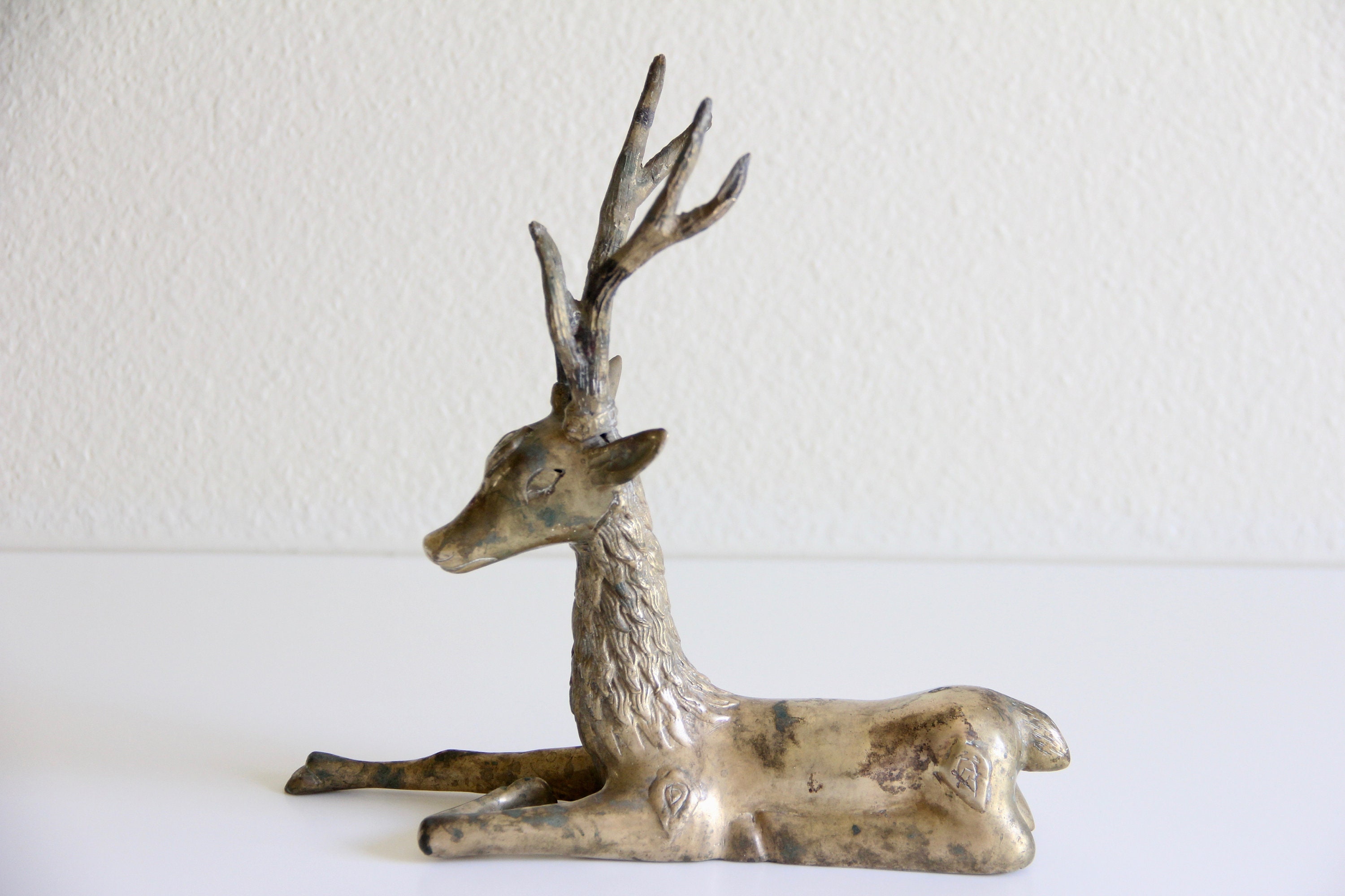 Brass Elk Sitting Brass Elk Figurine Brass Elk Statue Elk Etsy