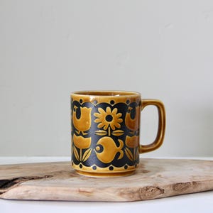Vintage John Clappison Hornsea orange fish bird flower mug, Hornsea orange mug, Hornsea pottery, MCM mug, Hornsea Coffee Cup, Coffee bar