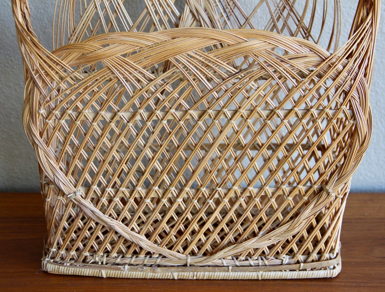 Wicker storage basket Vinyl record holder Yarn basket Etsy