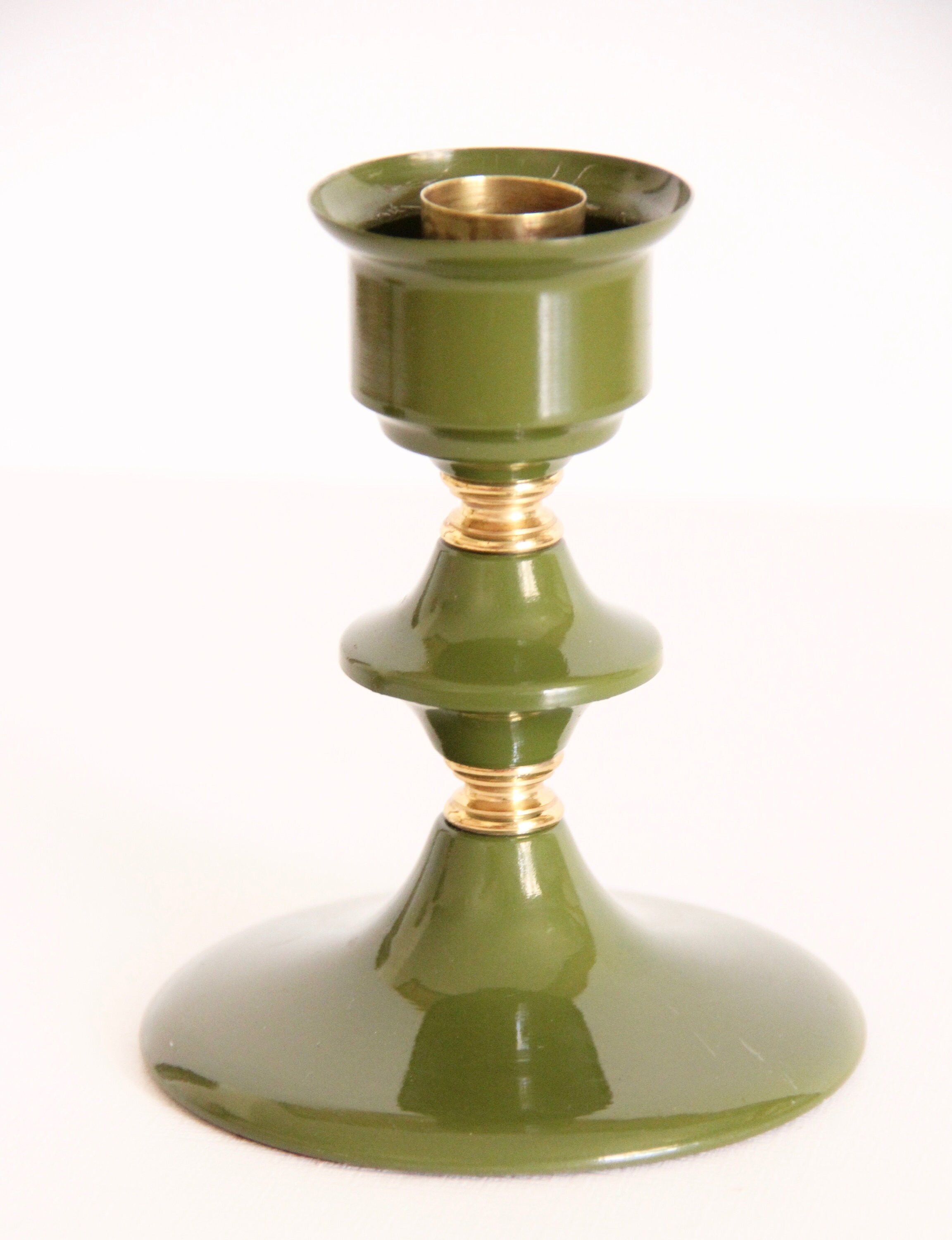 Vintage Green Candlesticks Green Candleholder Enamel Etsy