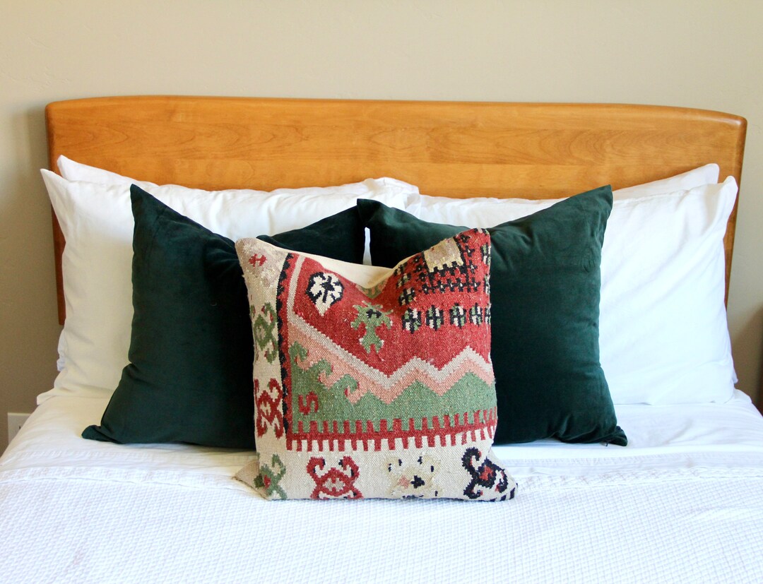 Vintage Pottery Barn Kilim Pillow Cover Red and Green Kilim Etsy
