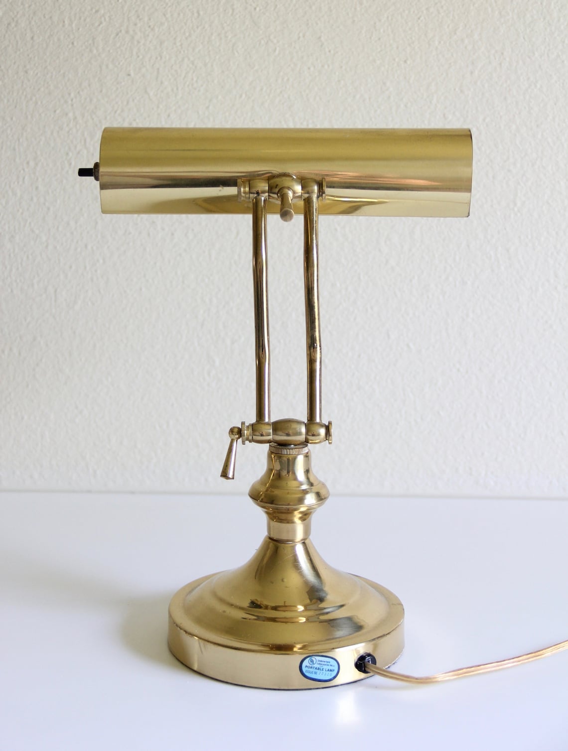 Vintage brass finished library lamp Brass finished bankers Etsy