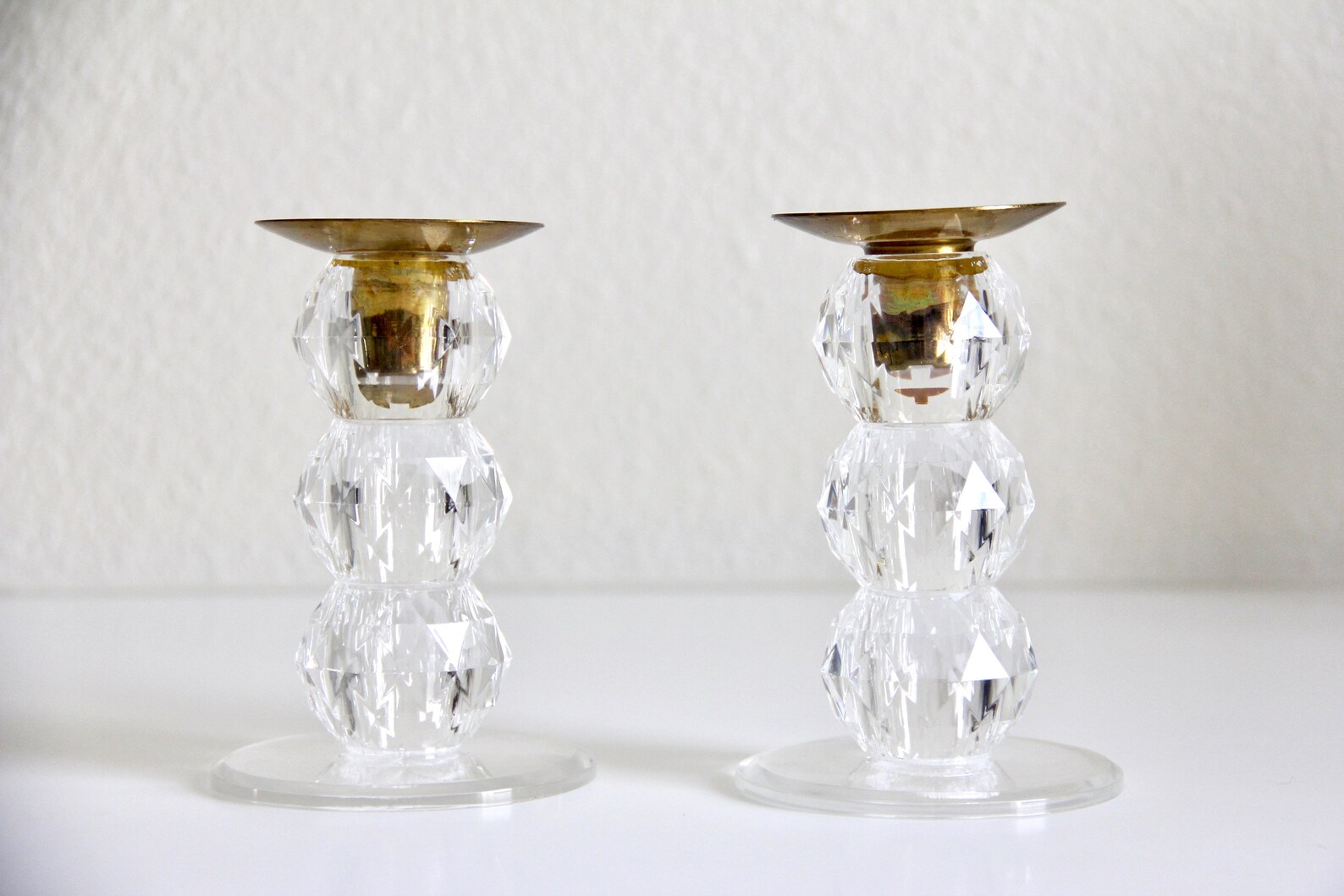 Brass and Lucite Candlestick Holders Lucite Candleholders Etsy