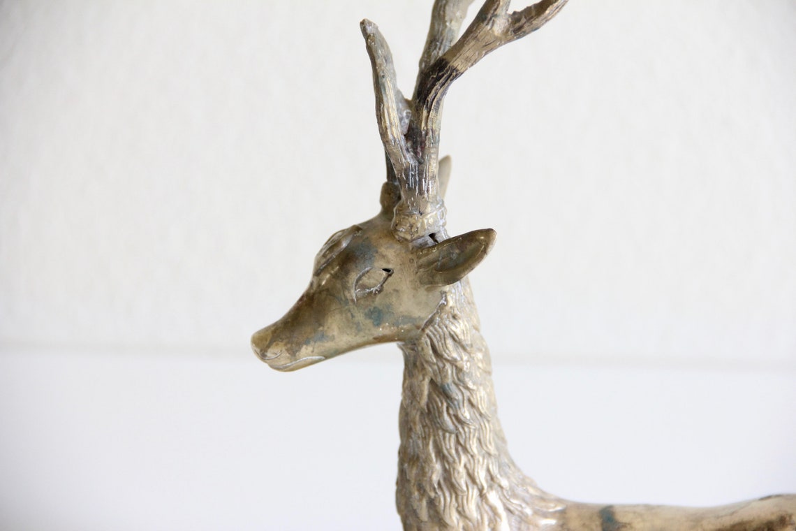 Brass Elk Sitting Brass Elk Figurine Brass Elk Statue Elk Etsy