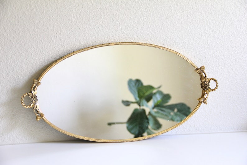 Vintage Gold Oval Vanity Mirror Oval Vanity Mirror Etsy