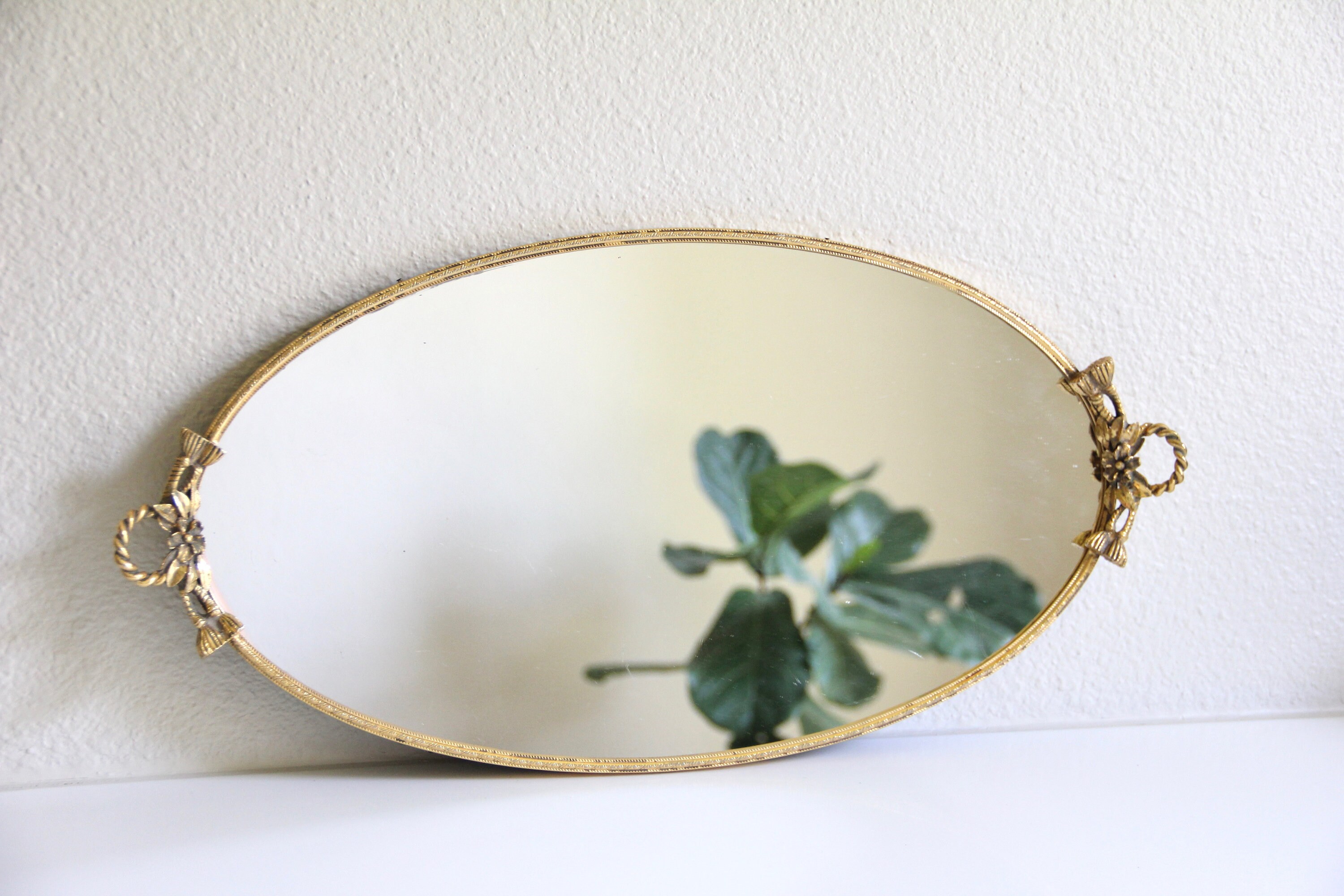 Vintage gold oval vanity mirror Oval vanity mirror Etsy