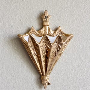 Vintage McCoy 24k Gold Umbrella Wall Pocket, 1957 Sunburst Planter