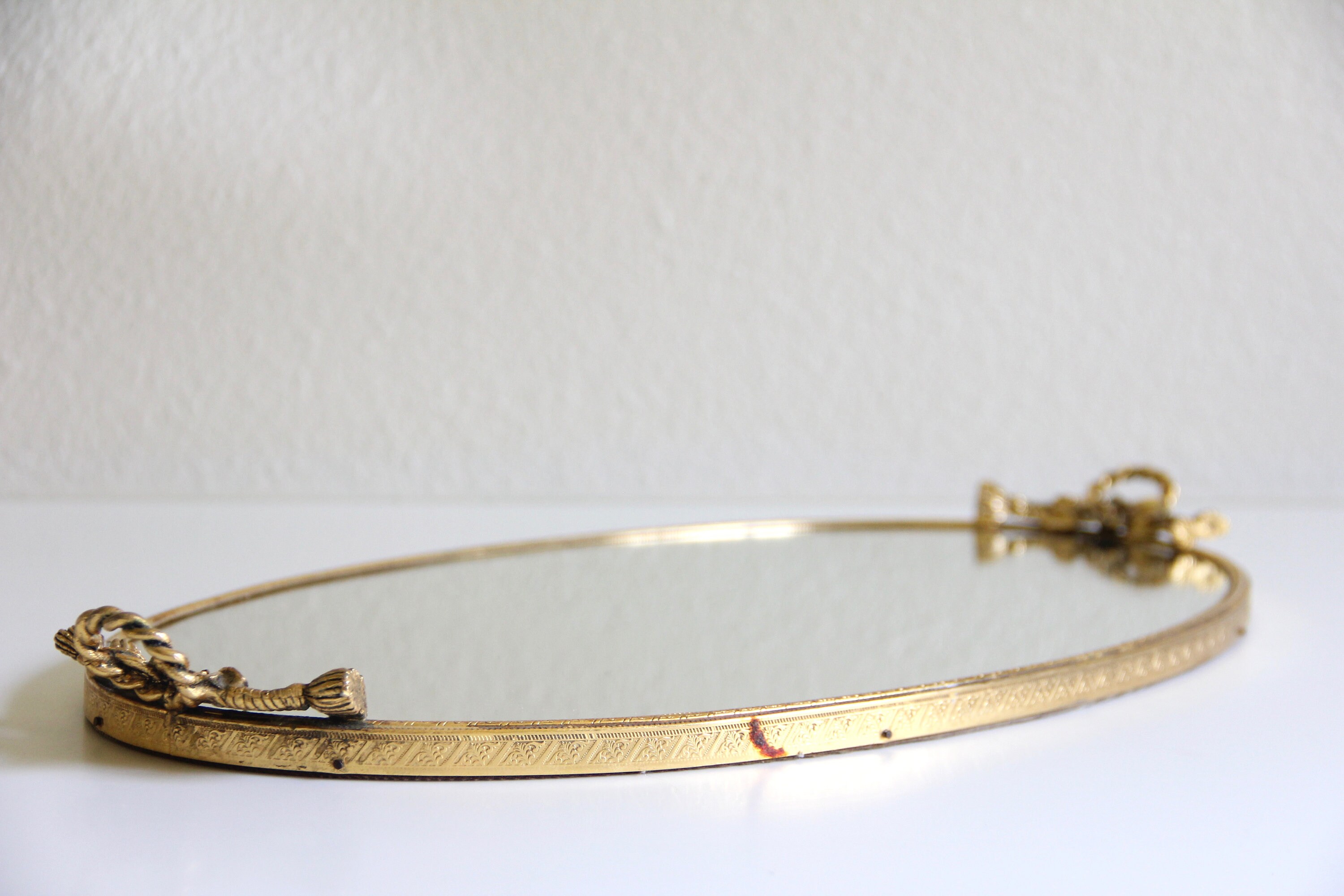 Vintage gold oval vanity mirror Oval vanity mirror Etsy