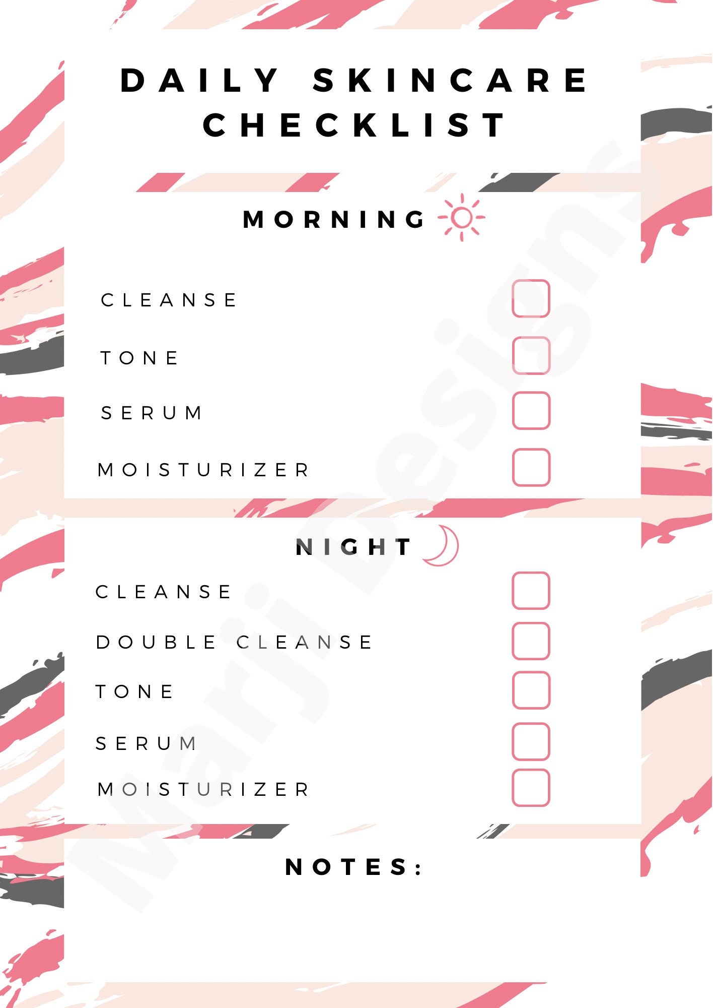 Daily Skincare Checklist Etsy