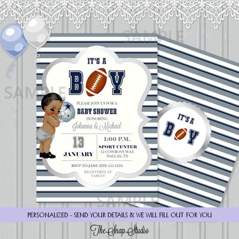 Dallas Cowboys Football Baby Shower It S A Boy Personalized Digital Invitation