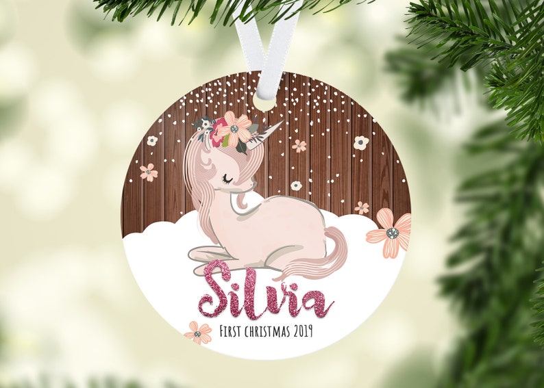 baby's first christmas unicorn ornament
