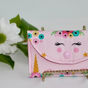 Unicorn Eyelashes Fabric Business Card Holder - Pink eye lash Fabric - Closed Eye Lashes Cotton fabric wallet