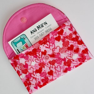 Red and pink hearts card case - Valentines day gift - credit card pouch - gift card case