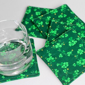 Fabric Coaster - set of 5 - Saint Patricks four leaf clover - St Patricks Day - Green Irish Clover - 4 Leaf - Shamrock