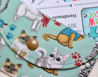 kitties business card holder - fabric card case - cats fabric wallet