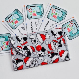 Christmas Loyalty Card Pouch - Puppies Business Card Case - card wallet - gift card pouch - mini snap pouch