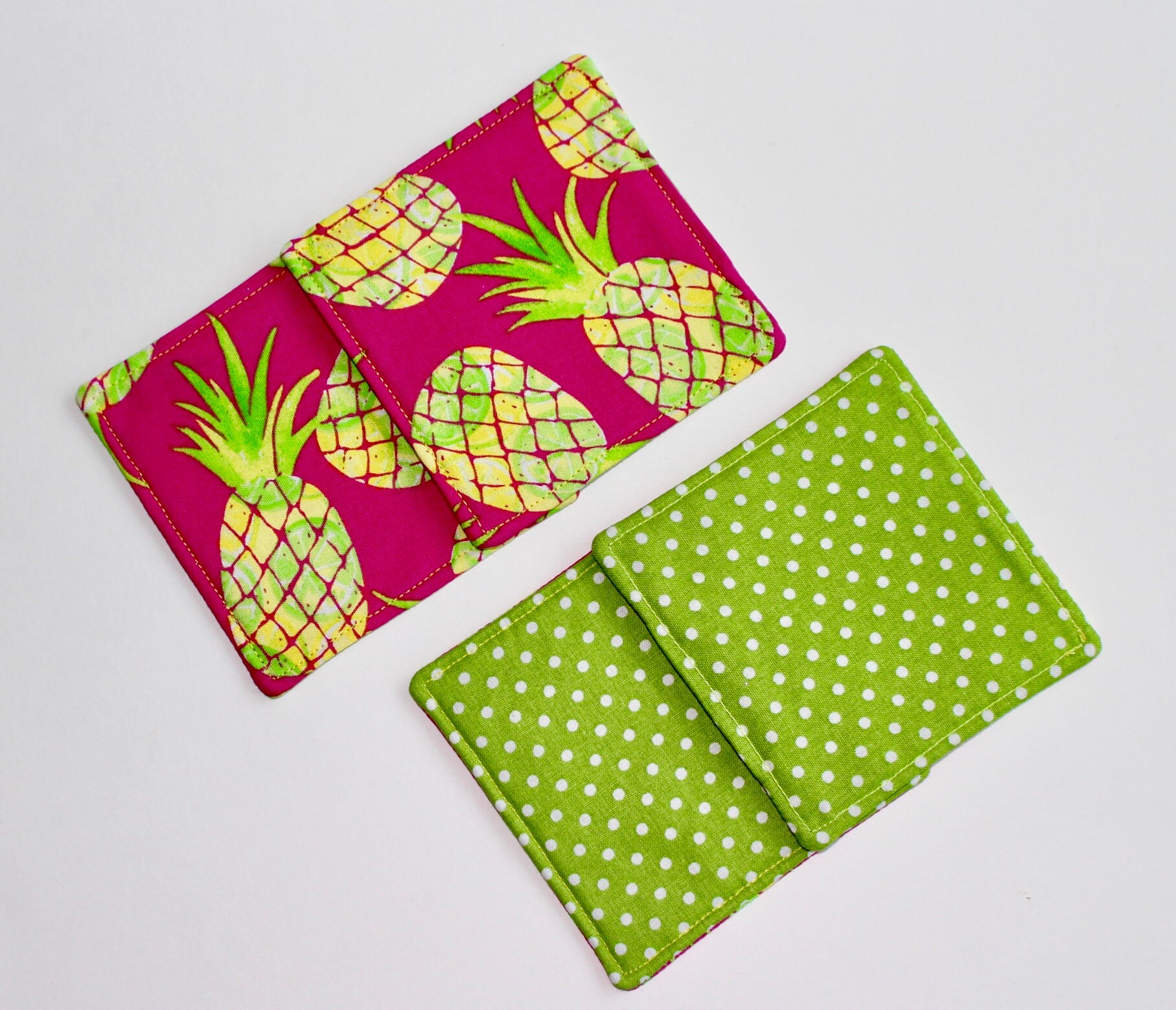 Pineapple Pink Fabric Coaster Set of 5 Pineapple Fabric Etsy UK
