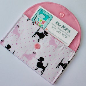 Poodles Puppy Lovers business card holder - Dog print card case - Dog Theme Wallet - Gift Card Holder - mini snap pouch