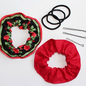 Red flowers scrunchies - set of 2 - red scrunchy - hair scrunchies- Bridesmaid Proposal Scrunchie Gift