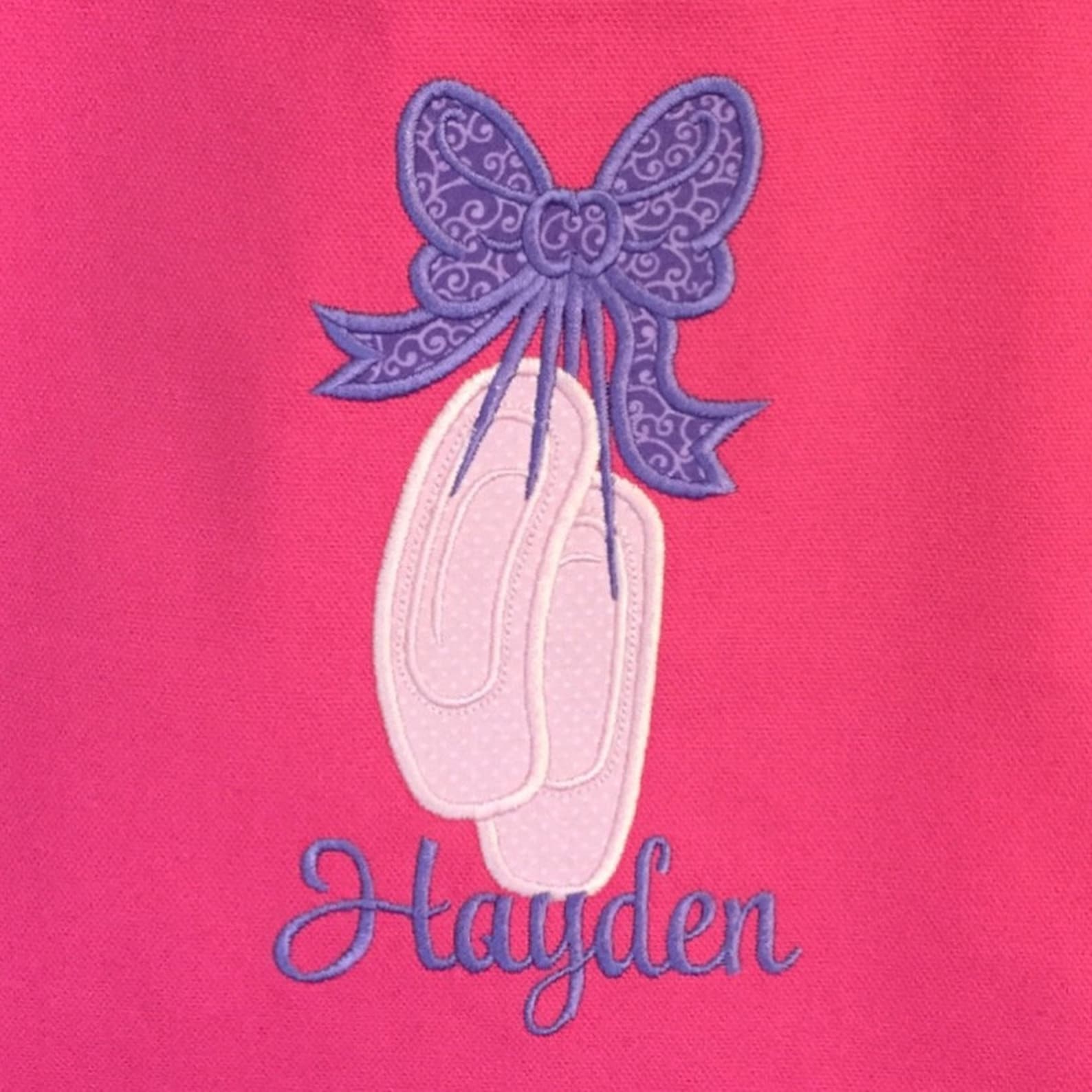 personalized ballet dance shoes appliqué canvas tote bag - dance bag, tote bag, embroidered, toddler, child