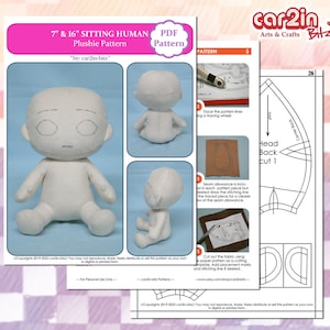 UPDATED DIGITAL 7 and 16 inch Sitting Chibi Plushie Sewing Pattern