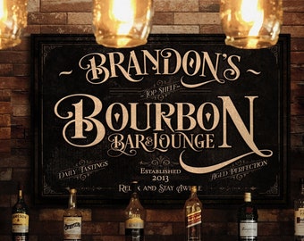 Personalized Bourbon Bar Sign | Bourbon Bar Sign | Bourbon Lounge Sign | Rustic Bourbon Sign | Vintage Bourbon Bar Sign