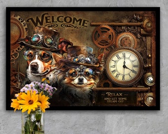 Steampunk | Steampunk Decor | Steampunk Metal Wall Art| Steampunk Puppy Dog Wall Art | Steampunk Wall Decor | Steampunk Metal Sign