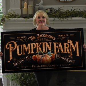 Custom Pumpkin Farm Sign | Pumpkin Patch Sign | Family Name Fall Decor | Autumn Vintage Sign | Farm Wall Decor | Vintage Personalized Sign