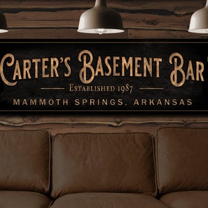 Personalized Basement Bar Sign | Custom Bar Sign  | Custom Basement Bar Sign |  Bar Sign for Home | Large Bar on Canvas | Large Bar on Metal