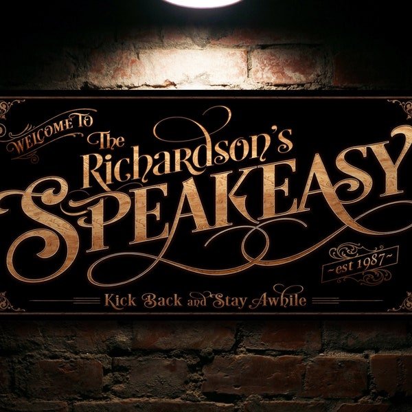 Personalized Speakeasy Sign - Metal or Canvas! | Custom Speakeasy Family Sign | Farmhouse Sign | Speakeasy Bar Decor | Customized Bar Sign