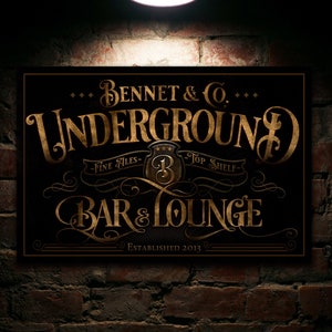 Underground Bar and Lounge Sign | Custom Basement Bar Sign | Custom Name Sign | Man Cave Sign | Basement Bar Decor | Distressed Bar Sign