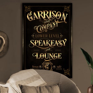 Speakeasy Bar Sign, Vertical Bar Wall Decor, Personalized Lounge Sign, Family Lounge Speakeasy , Family Name Speakeasy, Large Canvas & Metal