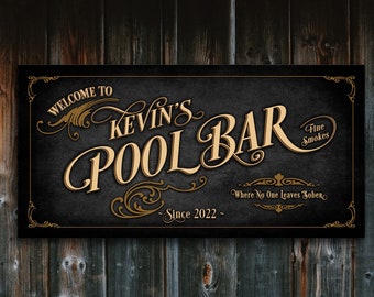 Pool Bar Sign Personalized, Bar Wall Decor, Personalized Bar Sign, Vintage Bar Signage