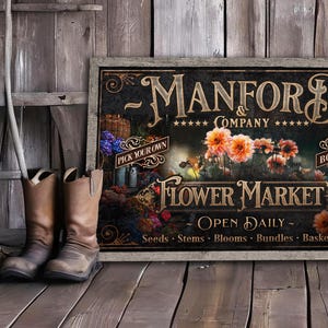 Spring Flower Market Sign | Personalized Flower Market | Spring Sign | Vintage Flowers | Flower Wall Art | Metal Print