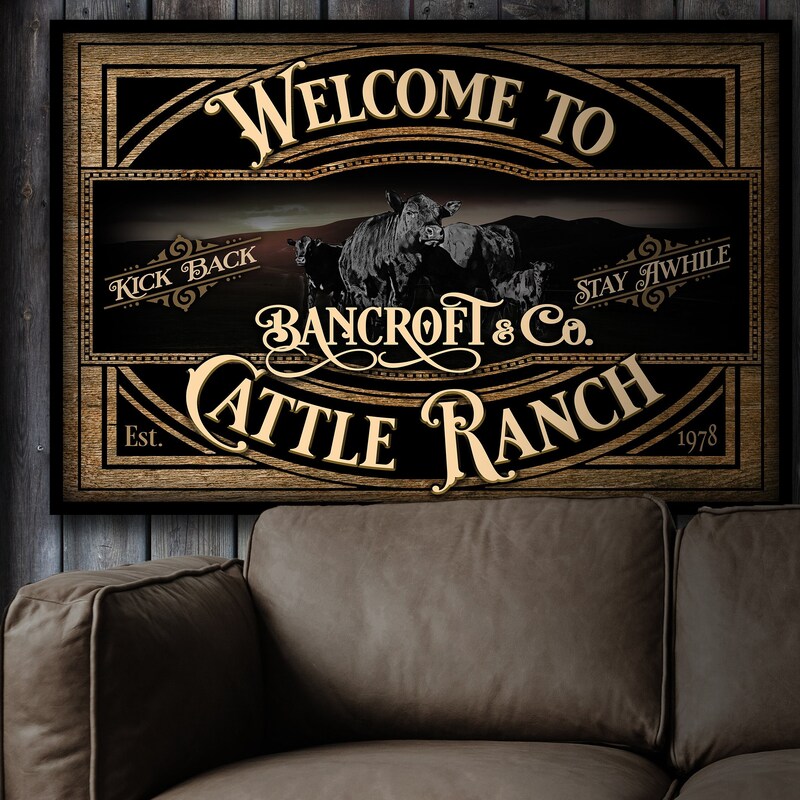 Personalized Black Angus Cattle Sign II