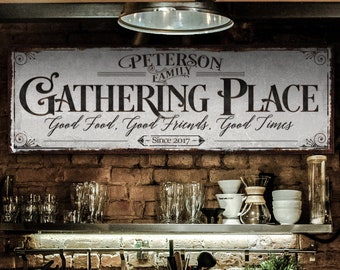 The Gathering Place Sign | Established Date | Custom Last Name Sign |  Personalized Sign | Living Room Wall Art | Modern Farmhouse Decor