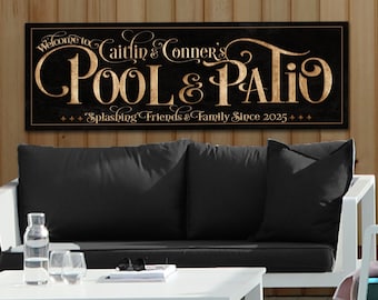 Personalized Pool & Patio on Metal or Canvas! | New 3:1 Ratio Patio Sign | Custom Pool Patio Sign | Summer Patio Decor | Custom Pool Sign