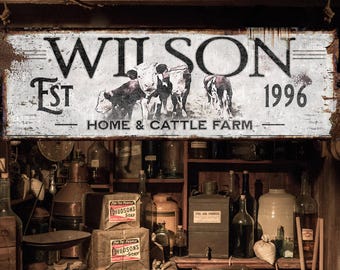 Custom Hereford Cattle Ranch Sign: Farmhouse Wall Art
