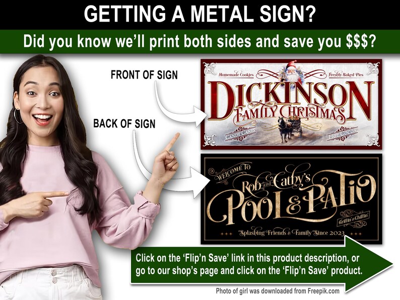 a woman pointing at a sign that says, did you know we'll print