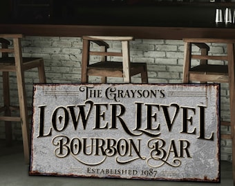 Personalized Bourbon Bar Sign: Rustic Metal Man Cave Decor