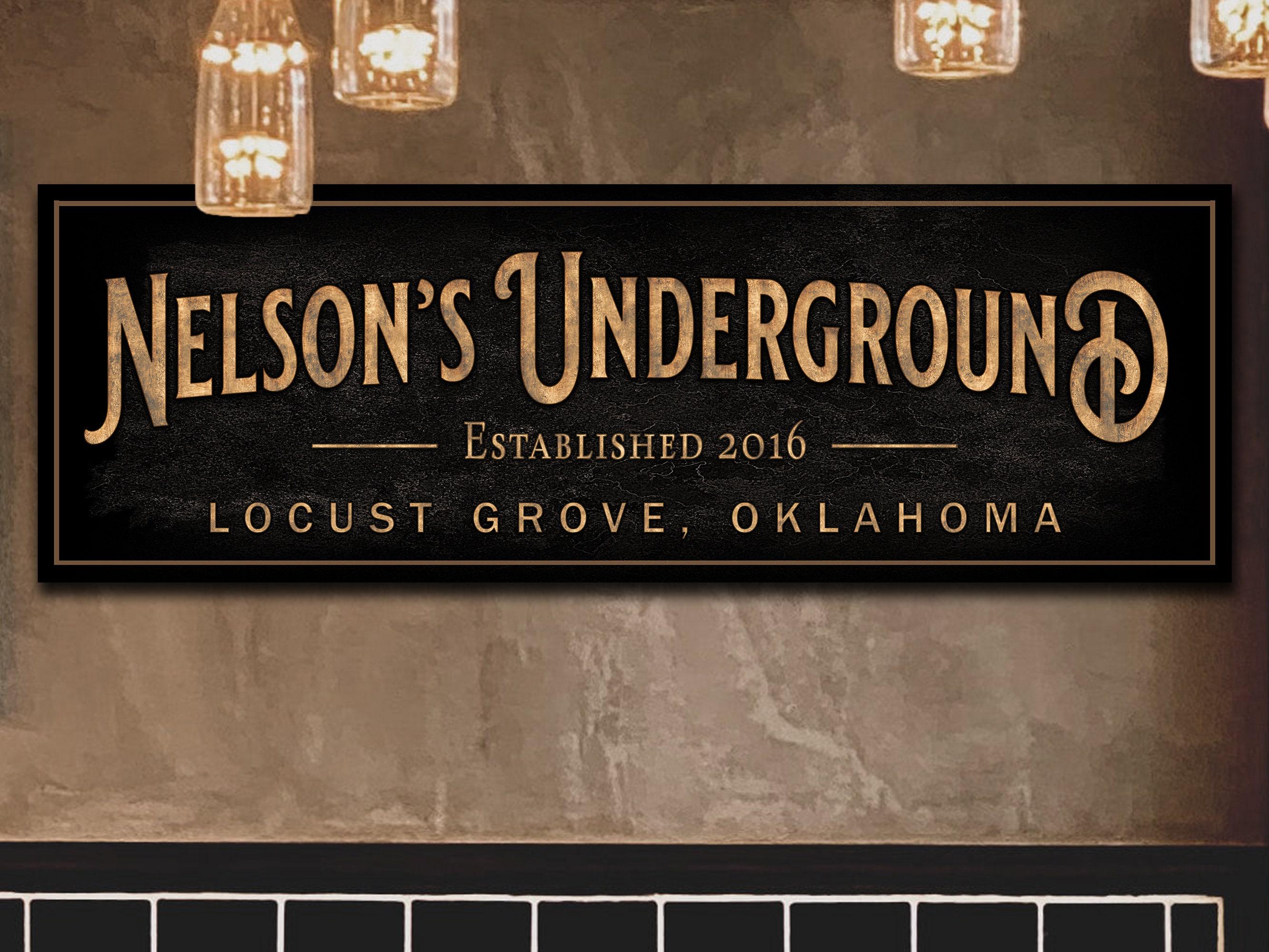 Personalized Underground Bar | Custom Bar Sign  | Custom Lower Level Sign |  Bar Sign for Home | Large Canvas Sign | Large Metal Sign