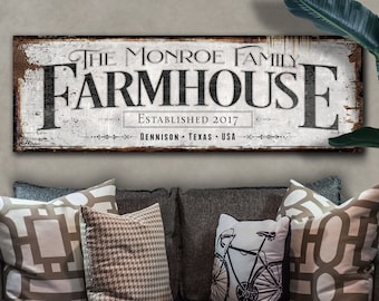 Farmhouse Sign with Custom Family Name and Established Date | Modern Farmhouse Wall Decor on Aluminum Sign | Vintage Rust Wall Art