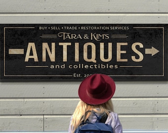 Personalized Antiques Sign: Custom Family Name Wall Decor