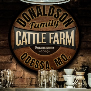 Round Metal Cattle Farm Sign | Personalized Cattle Farm Sign | Cattle Farm Decor | Custom Cattle Sign | Customized Family Sign Gift