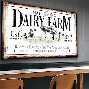 Dairy Farm Sign | Last Name Farmhouse Sign | Dairy Sign | Ranch House Plans | Farm Wall Decor | Distressed Sign